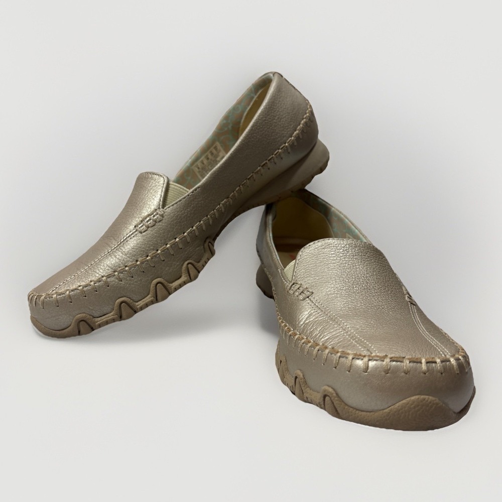 Skechers Relaxed Fit Bikers Wayfarer Metallic Gold‎ Loafers Sz 8